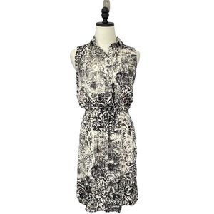 NWT Matty M Sleeveless Dress Black and Cream Abstract Size Small